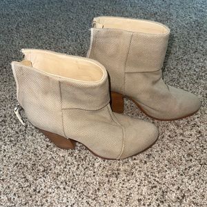 Rag & Bone Tan Newbury Linen Taupe Heeled Booties